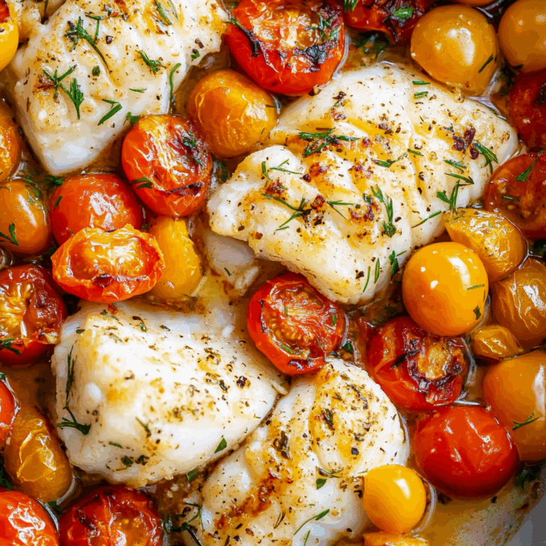 Grilled Cod with Roasted Tomatoes & Creamy Dill Sauce