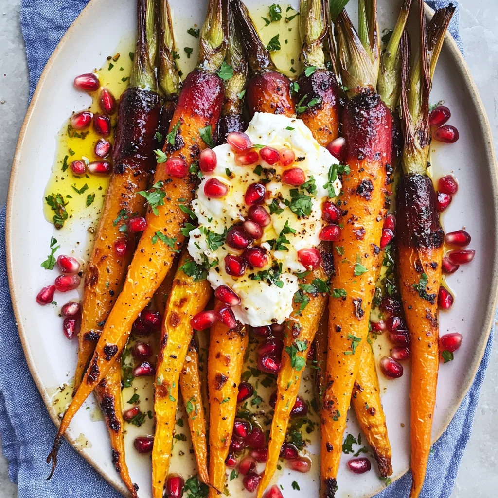 Honey Roasted Rainbow Carrots with Burrata and Pomegranate