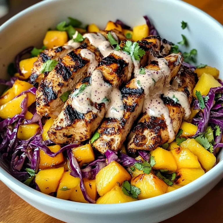 Jerk Chicken & Mango Slaw Bowls with Honey Lime Cream