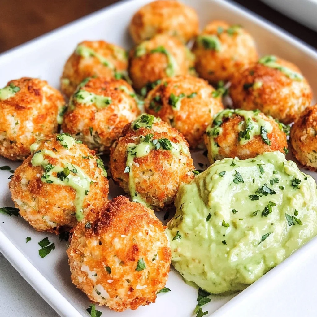 Salmon Balls with Creamy Avocado Sauce