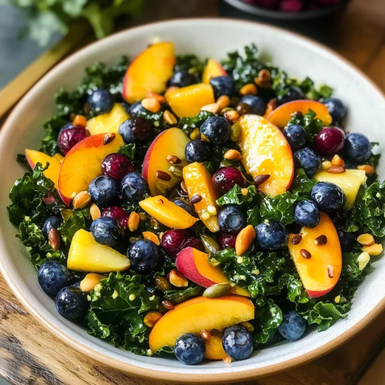Summer Peach Blueberry Kale Salad