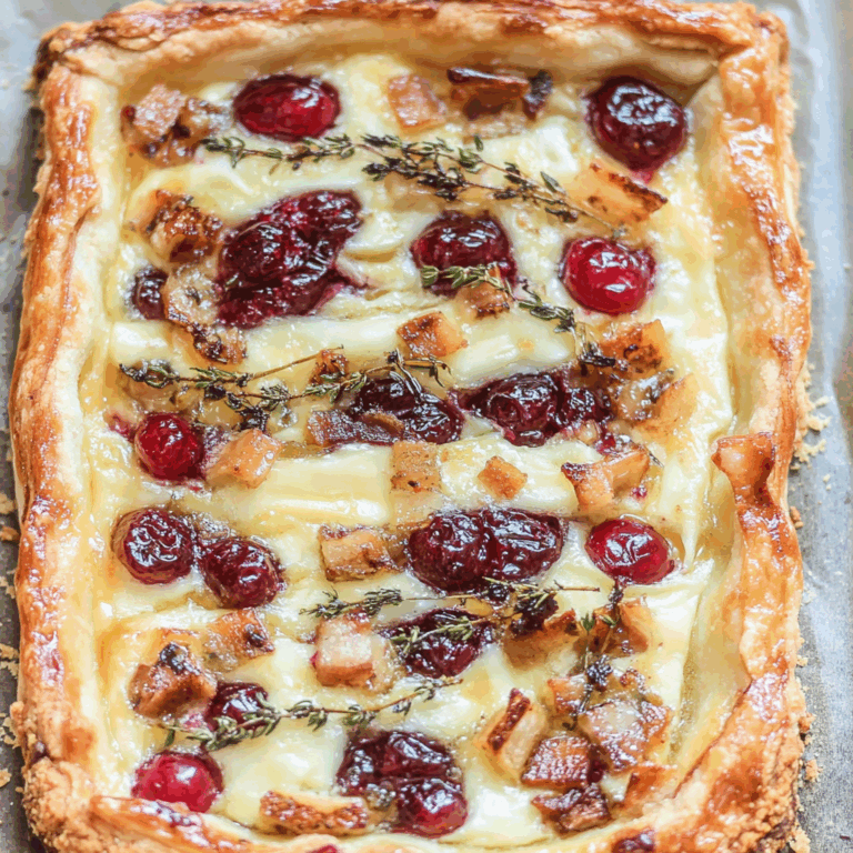 Cranberry Brie Tart with turkey strips & Thyme