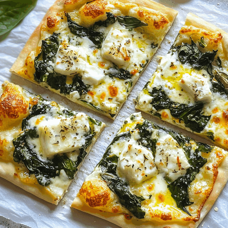 Greek Roasted Garlic Spinach White Pizza