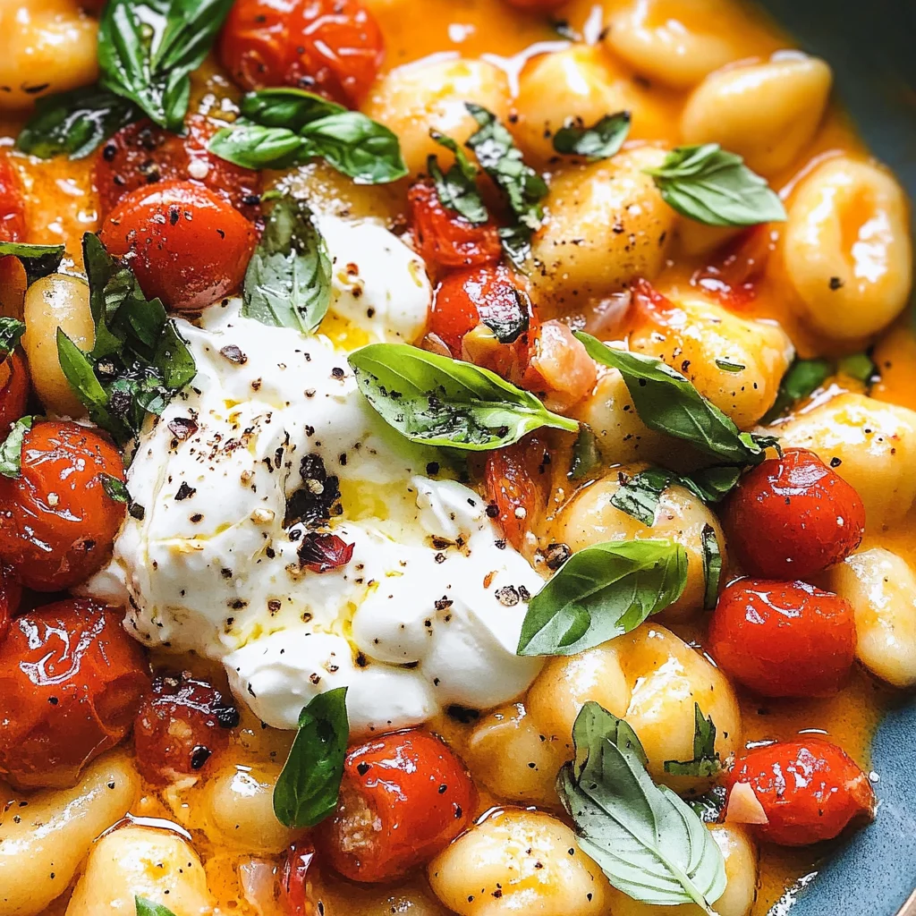 30 Minute Creamy Tomato Gnocchi with Burrata