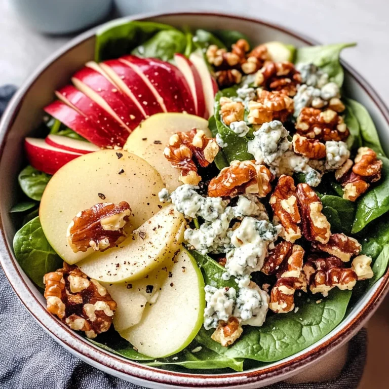 A winter salad - spinach, apple, gorgonzola and candied walnuts