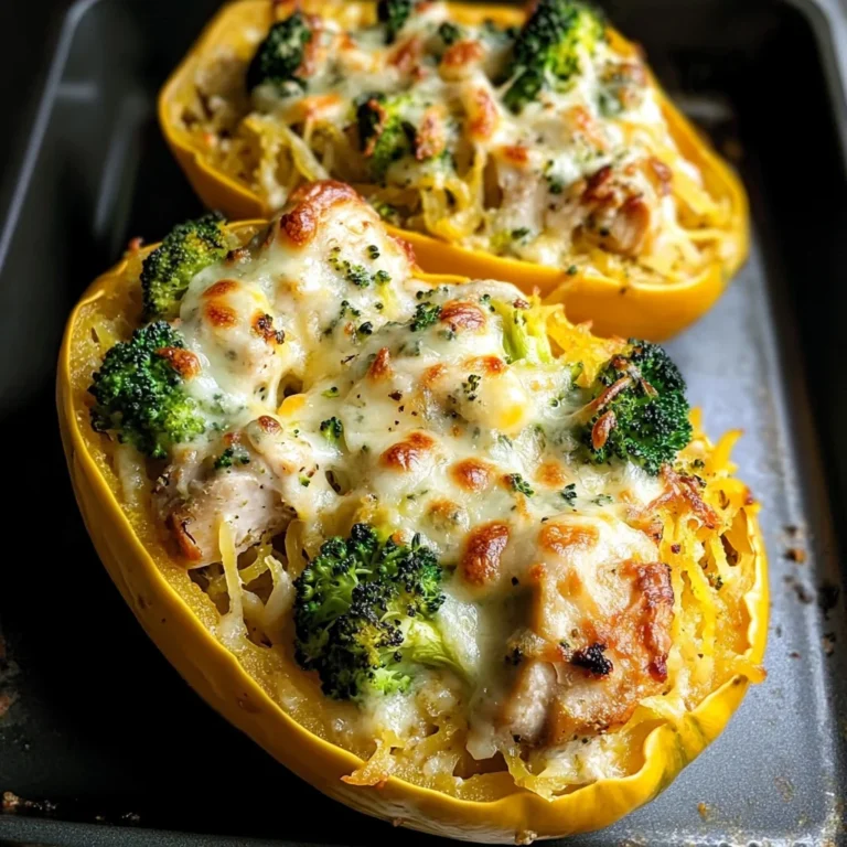 Chicken and Broccoli Stuffed Spaghetti Squash Recipe