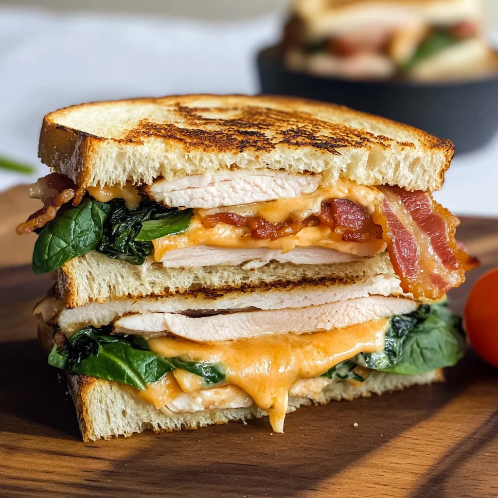 Turkey Melt with Cheddar, Spinach, and Bacon