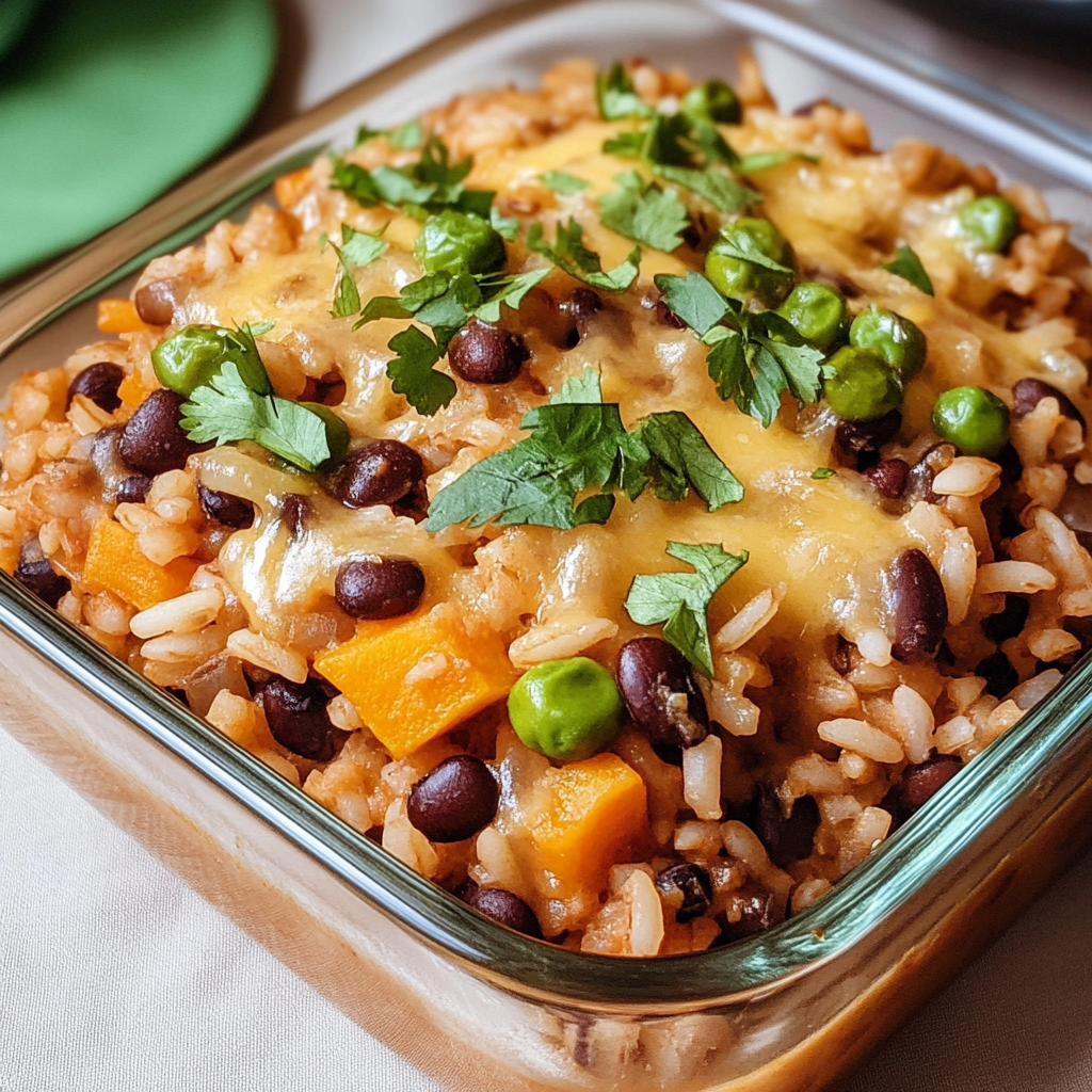 Rice and Bean Casserole with Sweet Potatoes