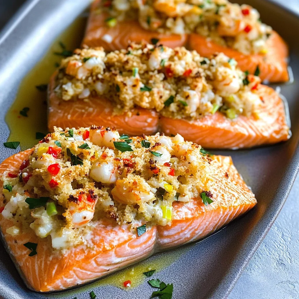 Elegant Crab Shrimp Stuffed Salmon