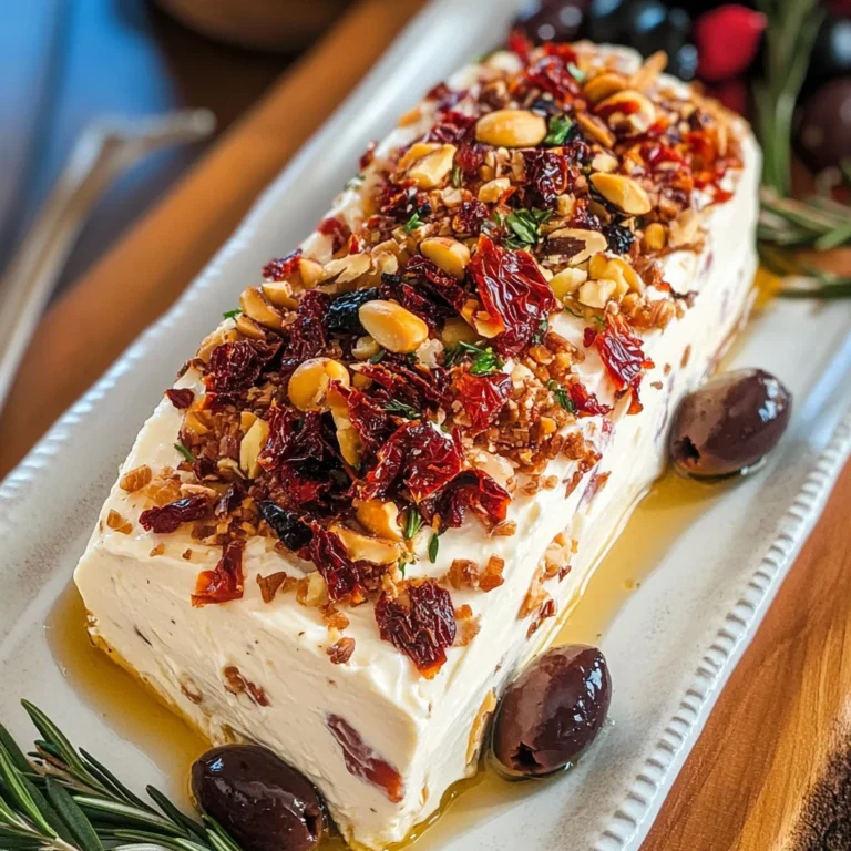 Festive holiday cream cheese antipasto log