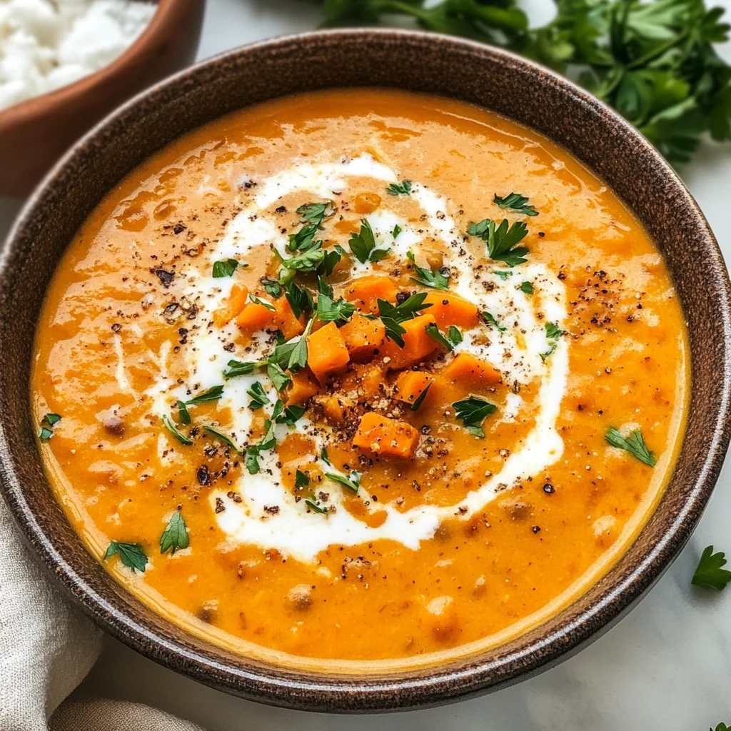 One Pot Creamy Carrot Lentil Soup