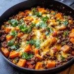 Southwest Ground Beef and Sweet Potato Skillet