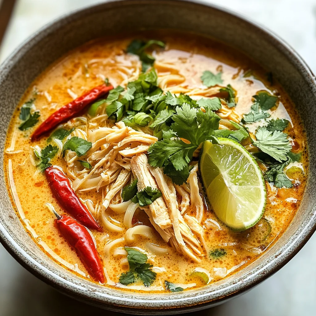Spicy Thai Chicken Noodle Soup with Coconut and Lime