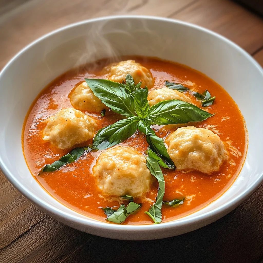 Tomato Soup with Cheese Dumplings
