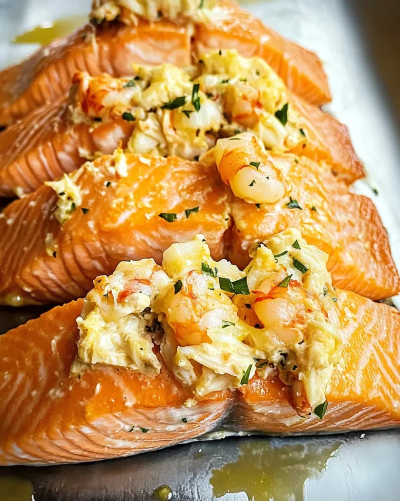 Crab and Shrimp Stuffed Salmon Recipe