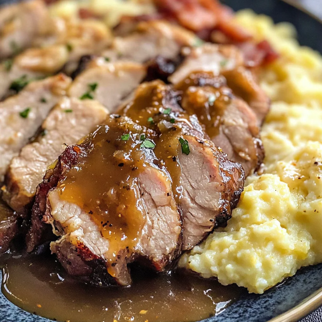 Slow Cooker Apple Butter Glazed Pork Tenderloin