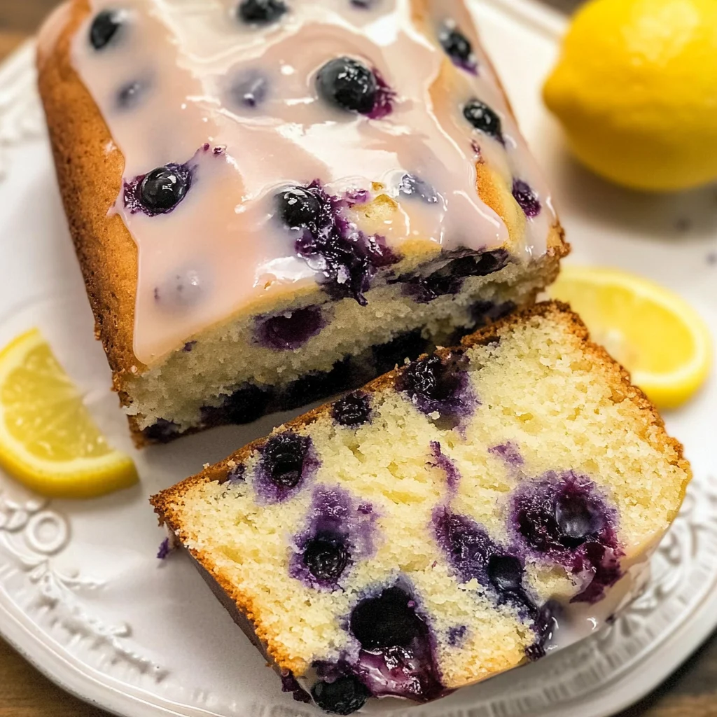 Sour Cream Blueberry Bread with Lemon Glaze