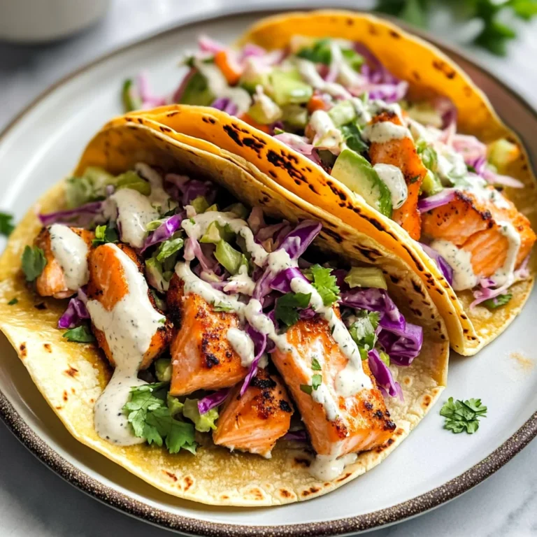 Air Fryer Salmon Tacos with Slaw