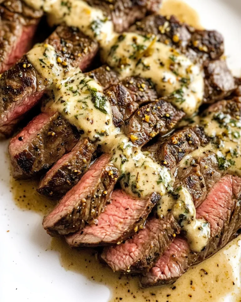 Cast Iron Bavette Steak with Whiskey Garlic Cream Sauce