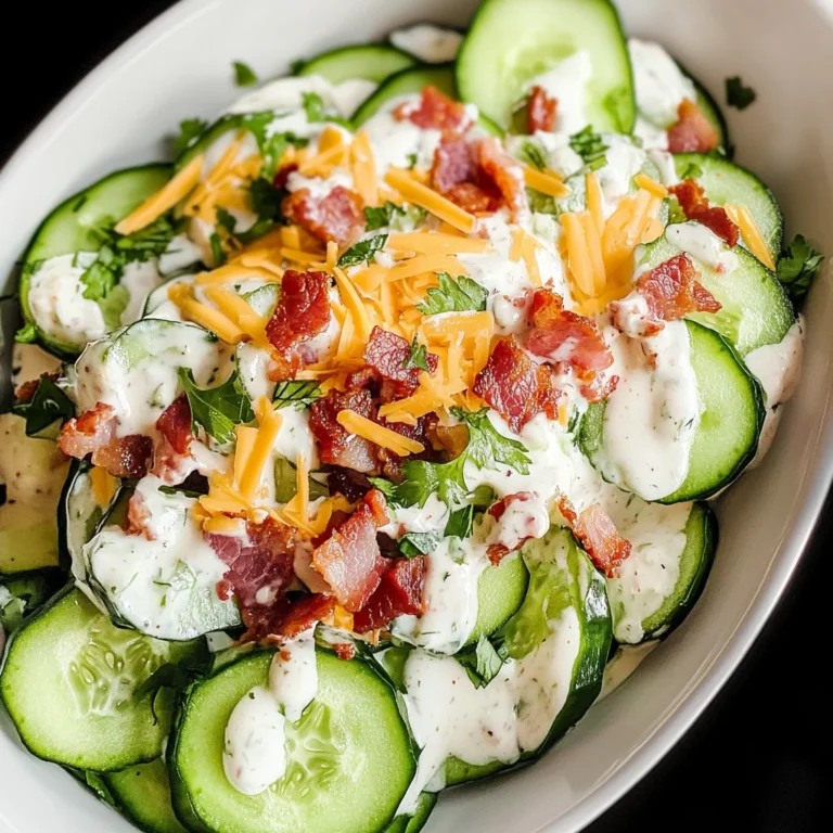 Creamy Cucumber Salad with turkey Bacon and Cheese