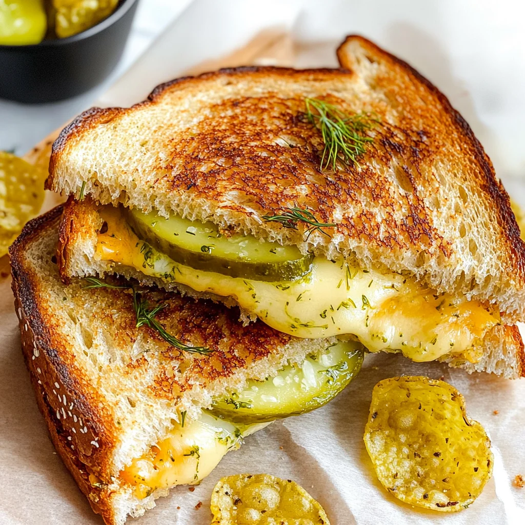 Crispy Dill Pickle Grilled Cheese Sandwich
