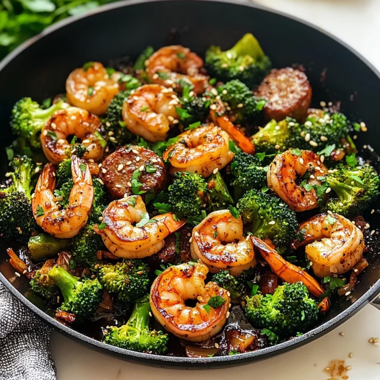 Easy Honey Garlic Shrimp and Sausage Broccoli Skillet