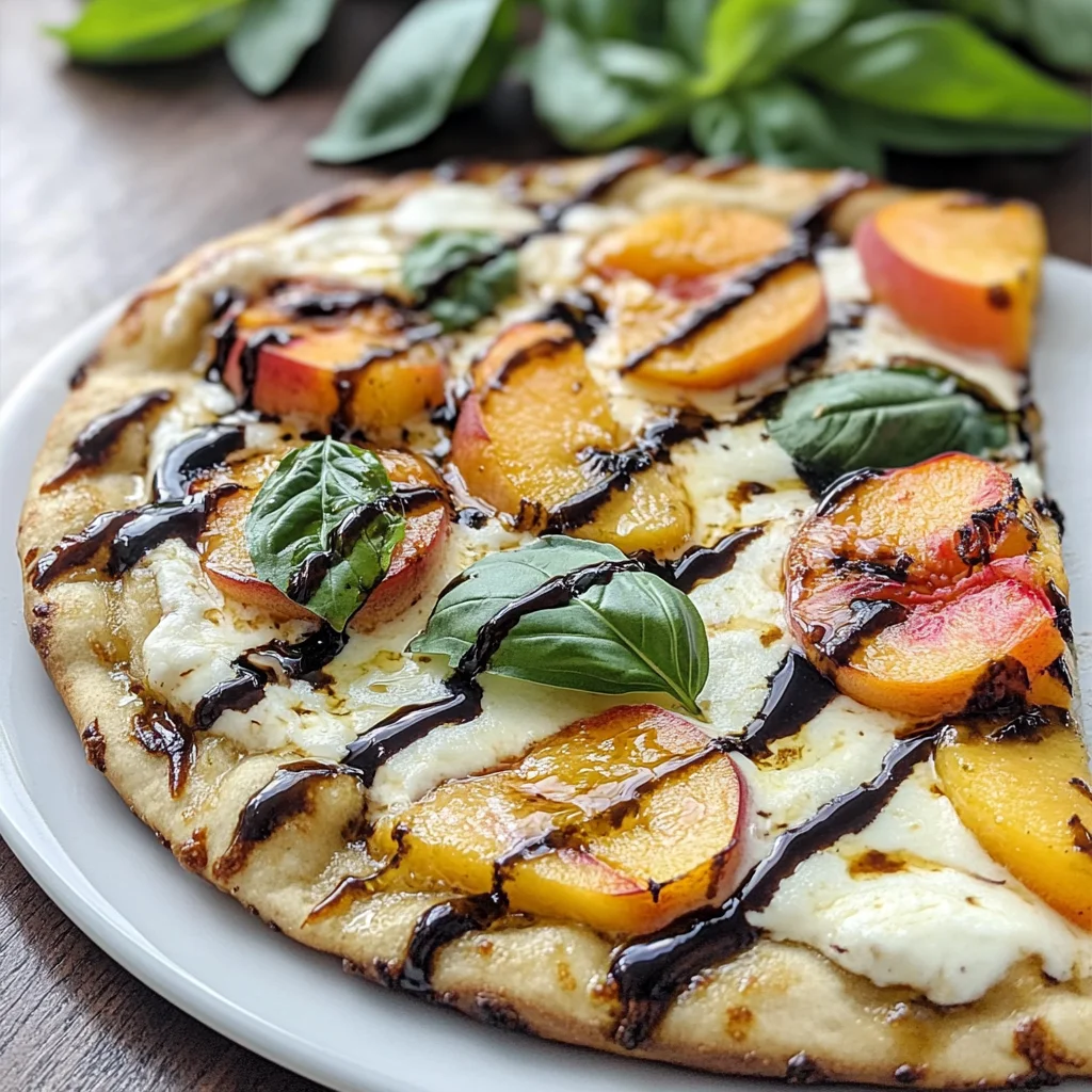 Easy Peach & Basil Naan Bread Pizza