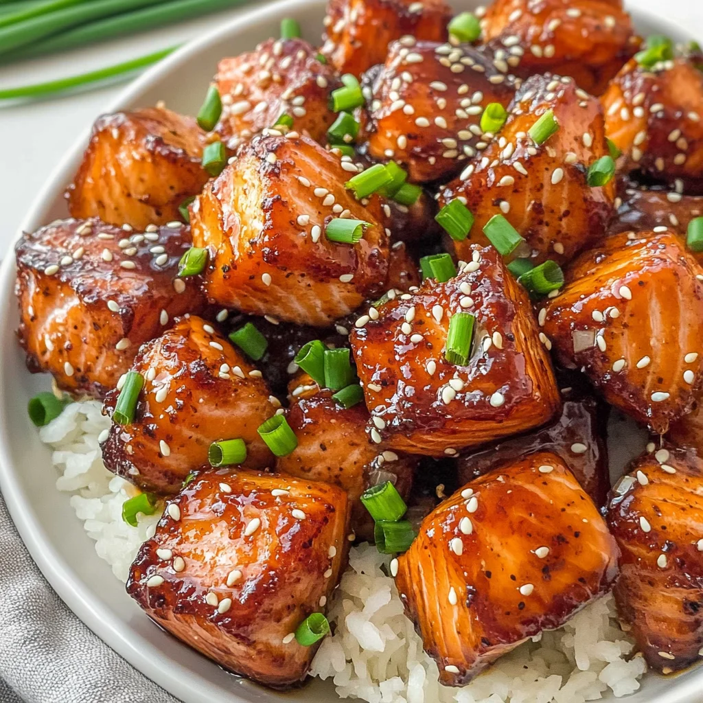 Honey Garlic Salmon Bites