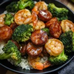 Honey Garlic Shrimp, Sausage & Broccoli