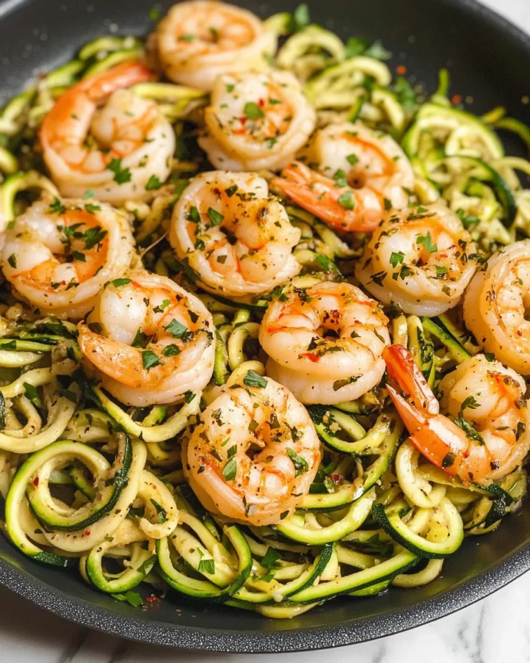 One Pan Garlic Shrimp And Zucchini Noodles