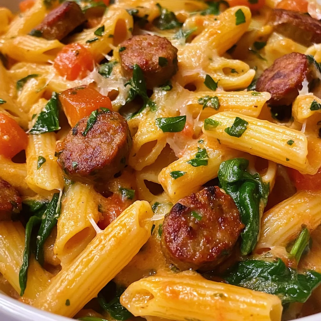 One Pot Creamy Cajun Sausage Pasta (30-Minutes)