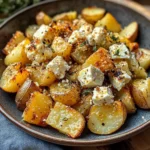 Roasted Potatoes with Baked Feta and Garlic