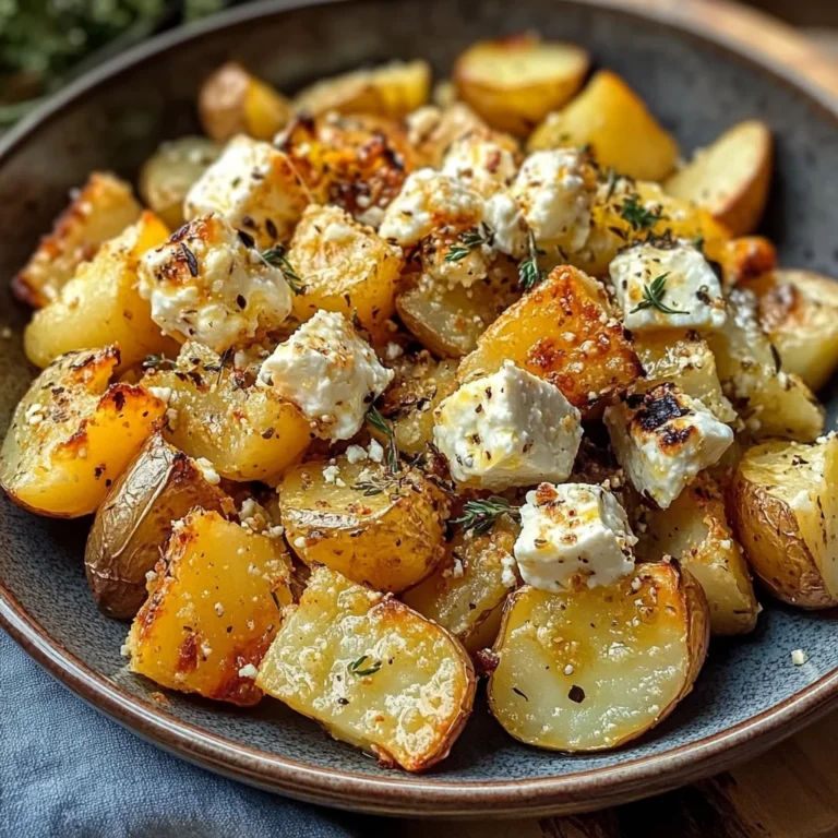 Roasted Potatoes with Baked Feta and Garlic