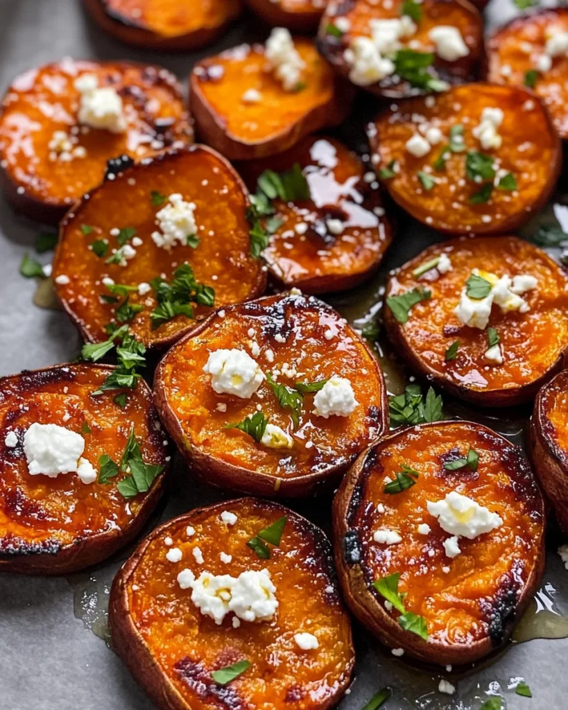 Roasted Sweet Potato Rounds with Honey & Feta