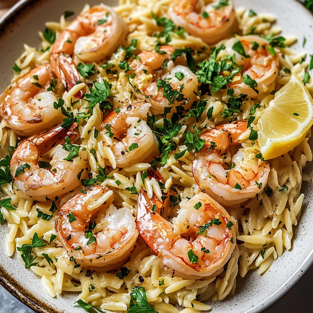 Shrimp Orzo In Lemon Garlic Sauce