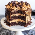 Chocolate Brownie Cake with Peanut Butter Frosting