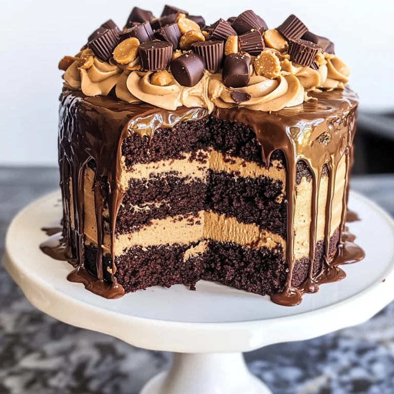 Chocolate Brownie Cake with Peanut Butter Frosting