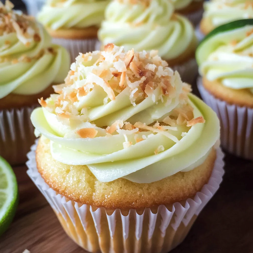Coconut Cupcakes with Lime Buttercream Frosting