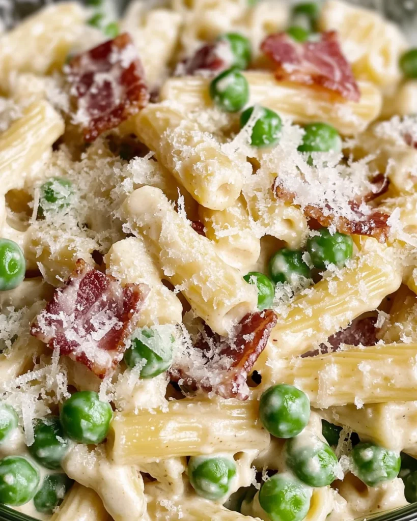 Creamy Pea and Turkey Bacon Pasta Salad