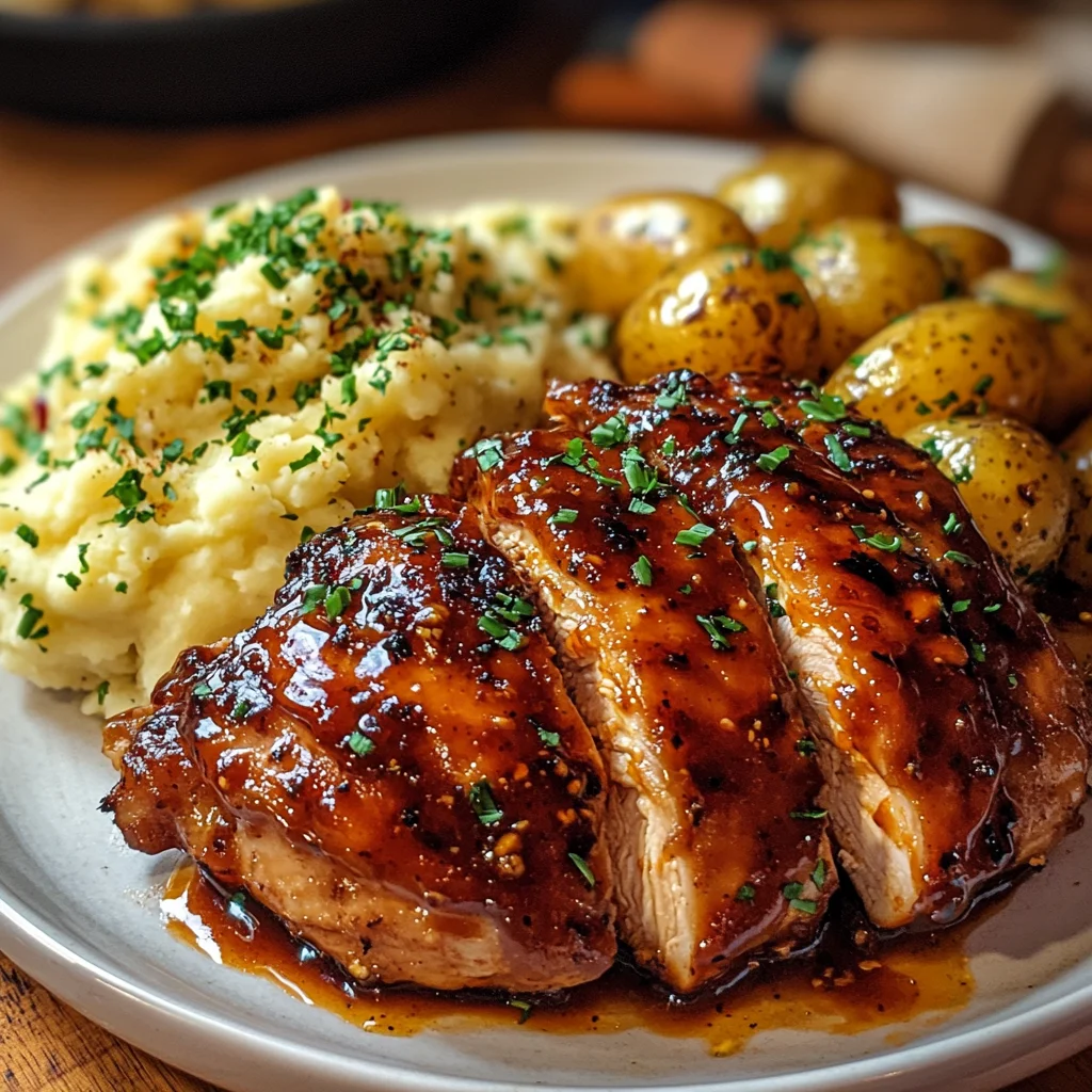 Honey Bbq Chicken & Creamy Garlic Parmesan Potatoes
