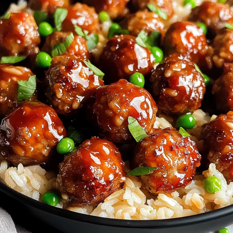 Honey Garlic Meatball Rice Bake