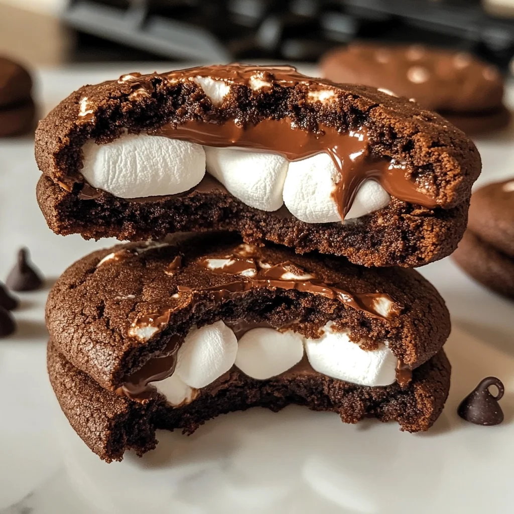 Marshmallow and Nutella Stuffed Chocolate Cookies