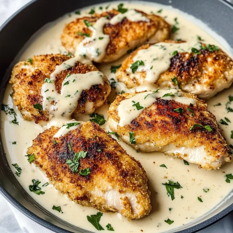 Parmesan Crusted Chicken with Creamy Garlic Sauce – Easy Family Dinner Recipe