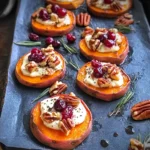 Sweet Potato Rounds with Brie, Cranberry & Pecans