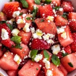 Watermelon Salad With Strawberries & Honey Lime Dressing