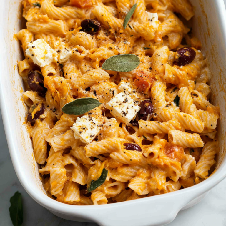 Baked Feta and Butternut Squash Pasta with Sage and Garlic