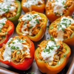 Buffalo Chicken Stuffed Peppers - Dairy Free & Low Carb