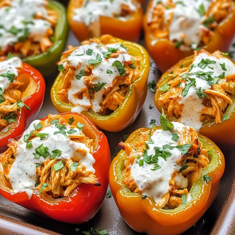 Buffalo Chicken Stuffed Peppers - Dairy Free & Low Carb