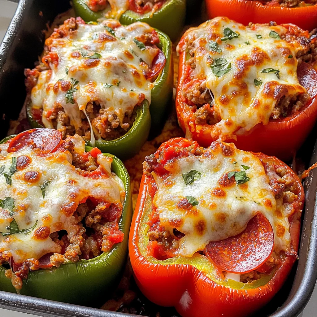 Creamy Pizza Stuffed Bell Peppers