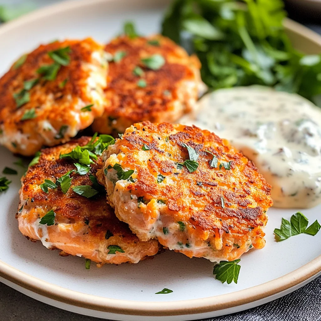 Easy Salmon Patties with Creamy Lemon-Garlic Sauce
